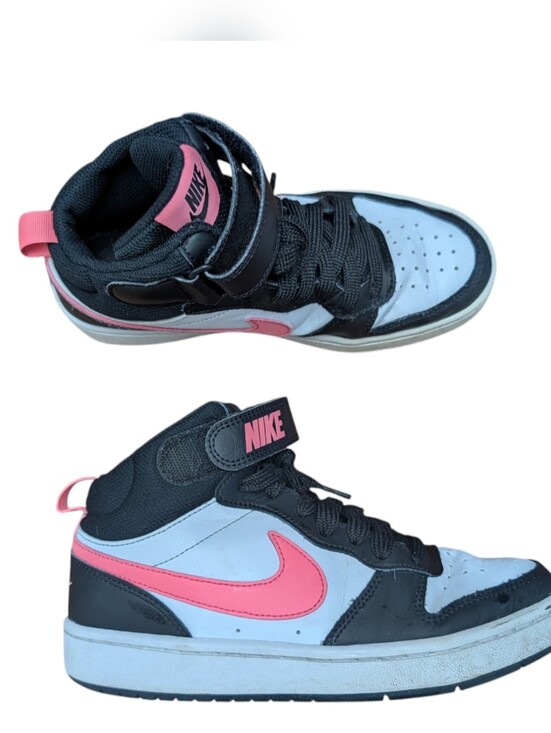 Nike Other - Nike Court Borough Mid 2 Sneaker High Top Black Pink Foam Youth Kids 4Y